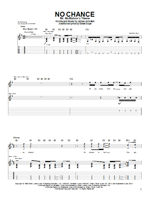 Dope No Chance sheet music notes and chords arranged for Guitar Tab