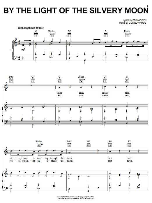 Doris Day By The Light Of The Silvery Moon sheet music notes and chords arranged for Easy Piano