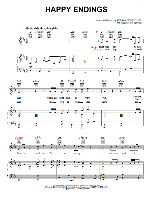 Doris Day Happy Endings sheet music notes and chords arranged for Piano, Vocal & Guitar Chords (Right-Hand Melody)