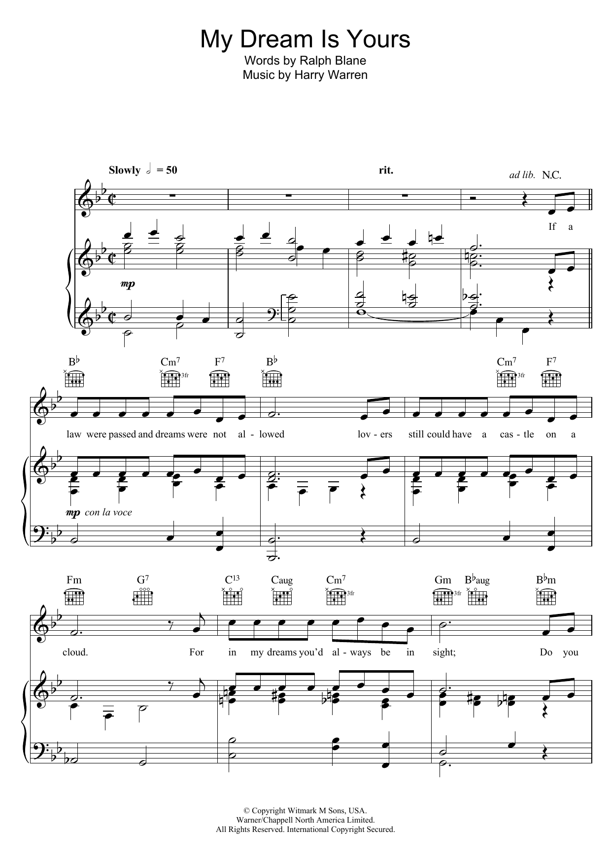 Doris Day My Dream Is Yours sheet music notes and chords arranged for Piano, Vocal & Guitar Chords
