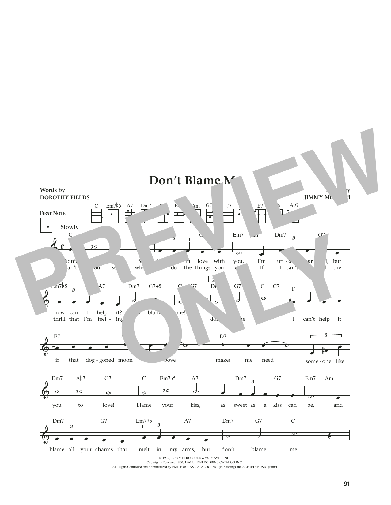 Dorothy Fields Don't Blame Me (from The Daily Ukulele) (arr. Jim Beloff) sheet music notes and chords arranged for Ukulele