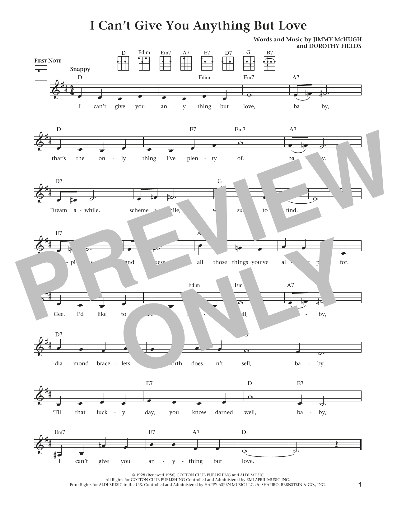 Dorothy Fields I Can't Give You Anything But Love (from The Daily Ukulele) (arr. Liz and Jim Beloff) sheet music notes and chords arranged for Ukulele