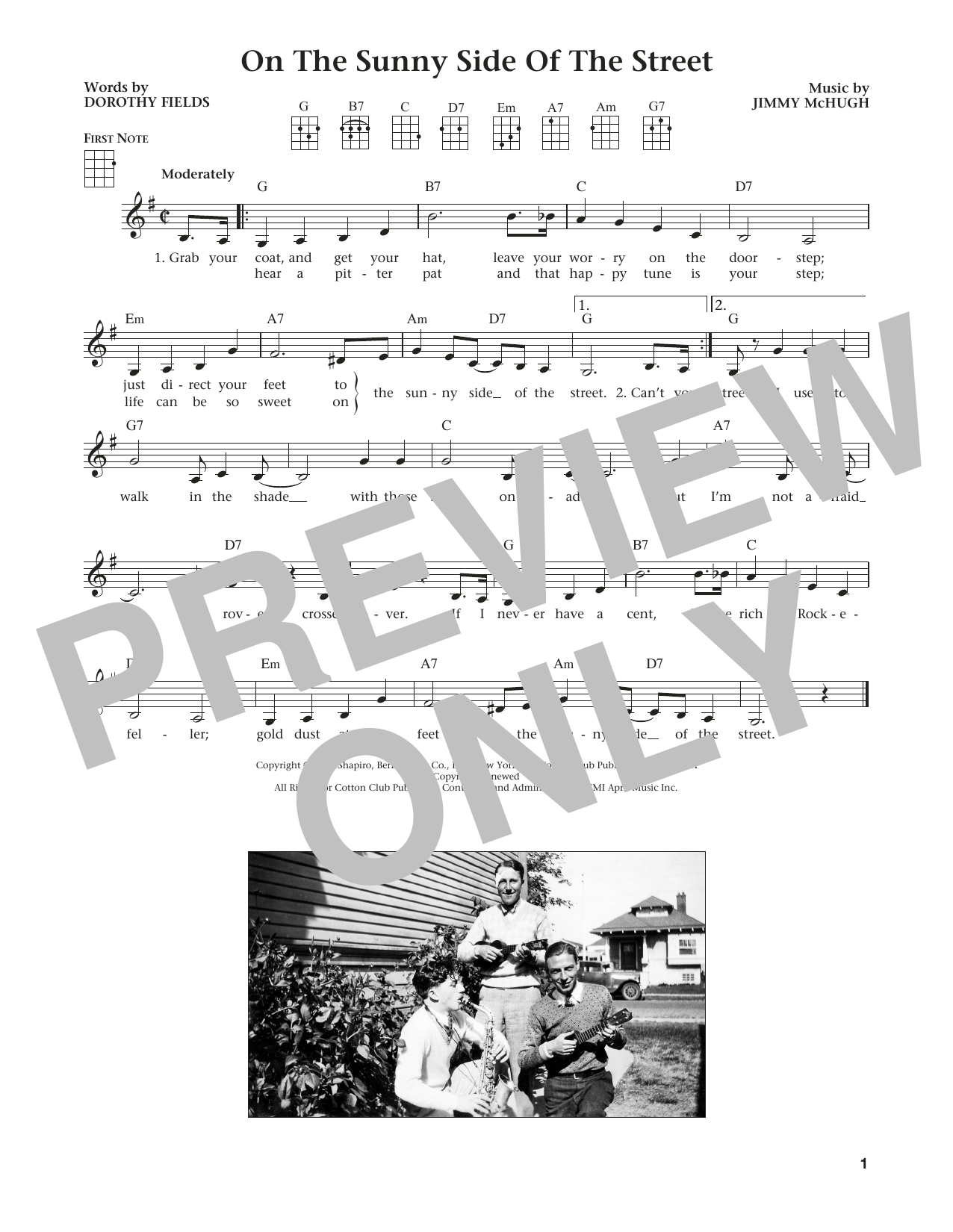 Dorothy Fields On The Sunny Side Of The Street (from The Daily Ukulele) (arr. Liz and Jim Beloff) sheet music notes and chords arranged for Ukulele