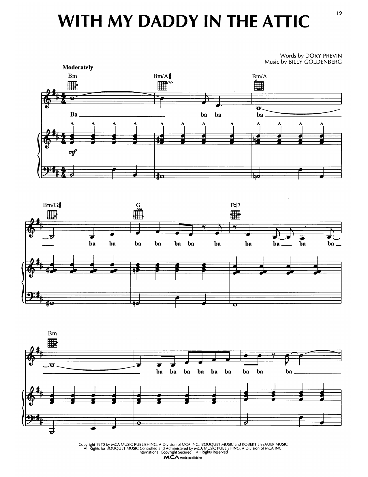 Dory Previn With My Daddy In The Attic sheet music notes and chords arranged for Piano, Vocal & Guitar Chords (Right-Hand Melody)