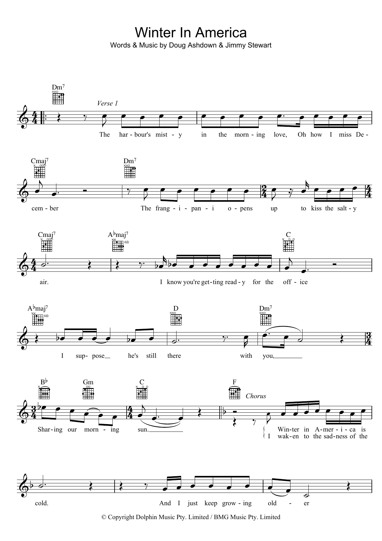 Doug Ashdown Winter In America sheet music notes and chords arranged for Lead Sheet / Fake Book