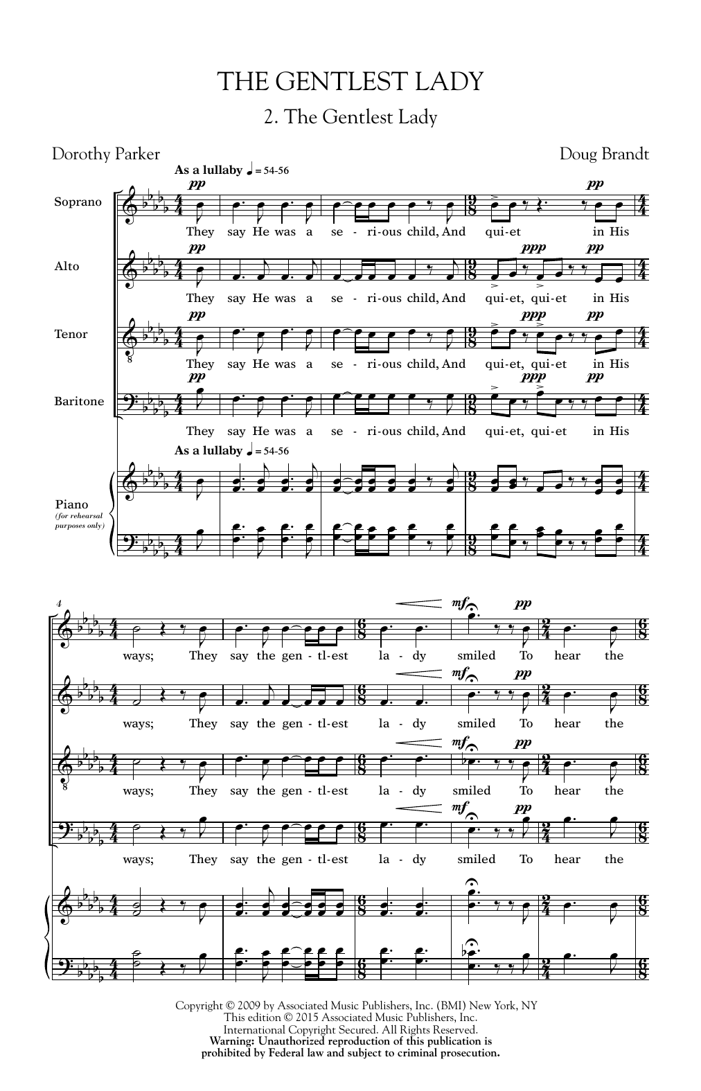 Doug Brandt The Gentlest Lady sheet music notes and chords arranged for SATB Choir