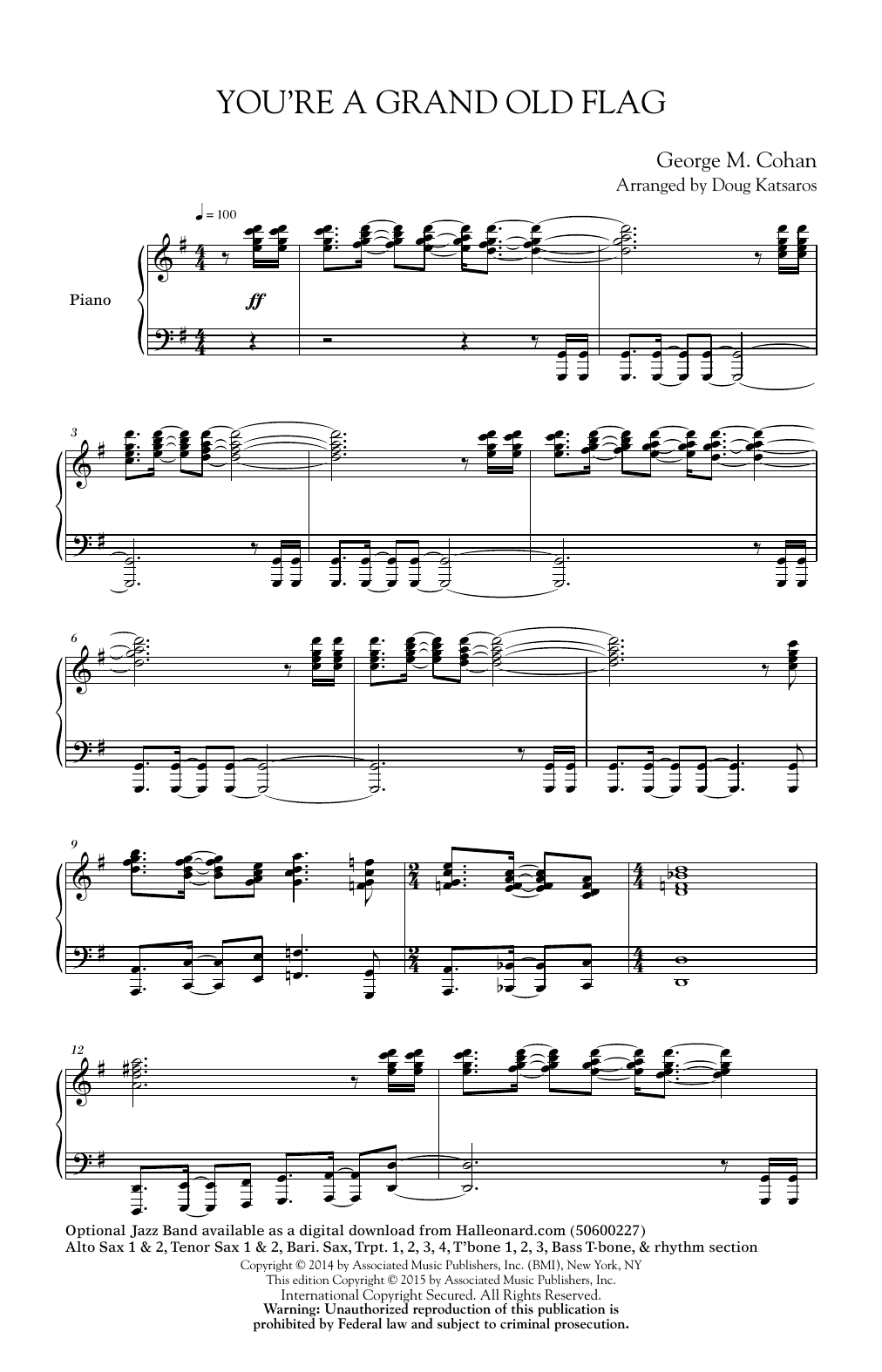 Doug Katsaros You're A Grand Old Flag sheet music notes and chords arranged for SATB Choir