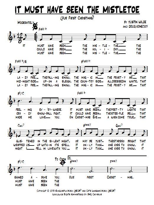 Doug Konecky It Must Have Been The Mistletoe (Our First Christmas) sheet music notes and chords arranged for Lead Sheet / Fake Book