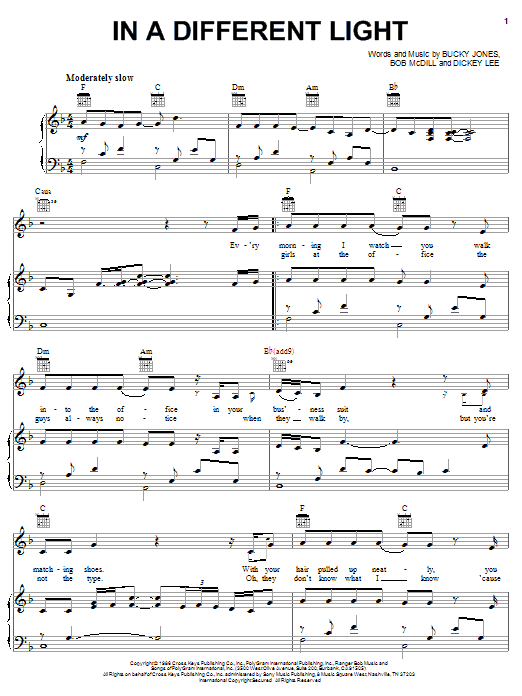 Doug Stone In A Different Light sheet music notes and chords arranged for Piano, Vocal & Guitar Chords (Right-Hand Melody)