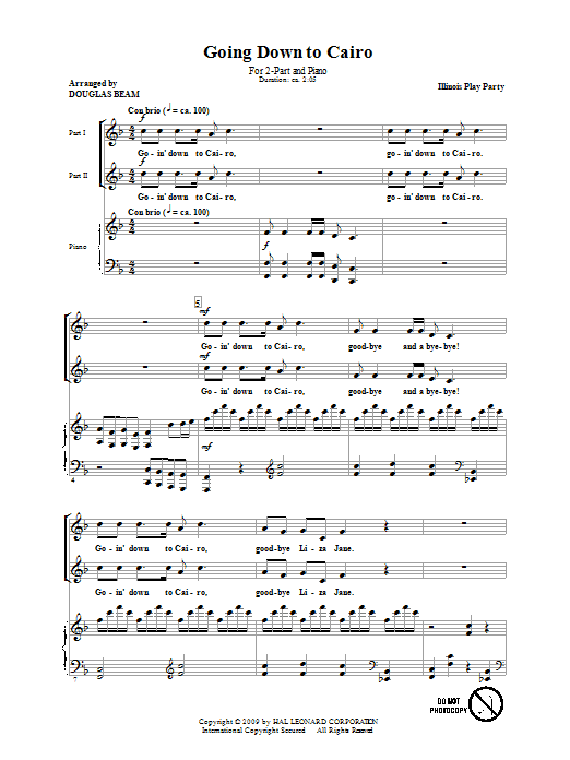 Douglas Beam Going Down To Cairo sheet music notes and chords arranged for 2-Part Choir