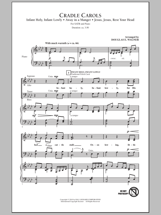 Douglas E. Wagner Cradle Carols sheet music notes and chords arranged for SATB Choir