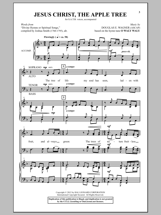 Douglas E. Wagner Jesus Christ, The Apple Tree sheet music notes and chords arranged for SATB Choir