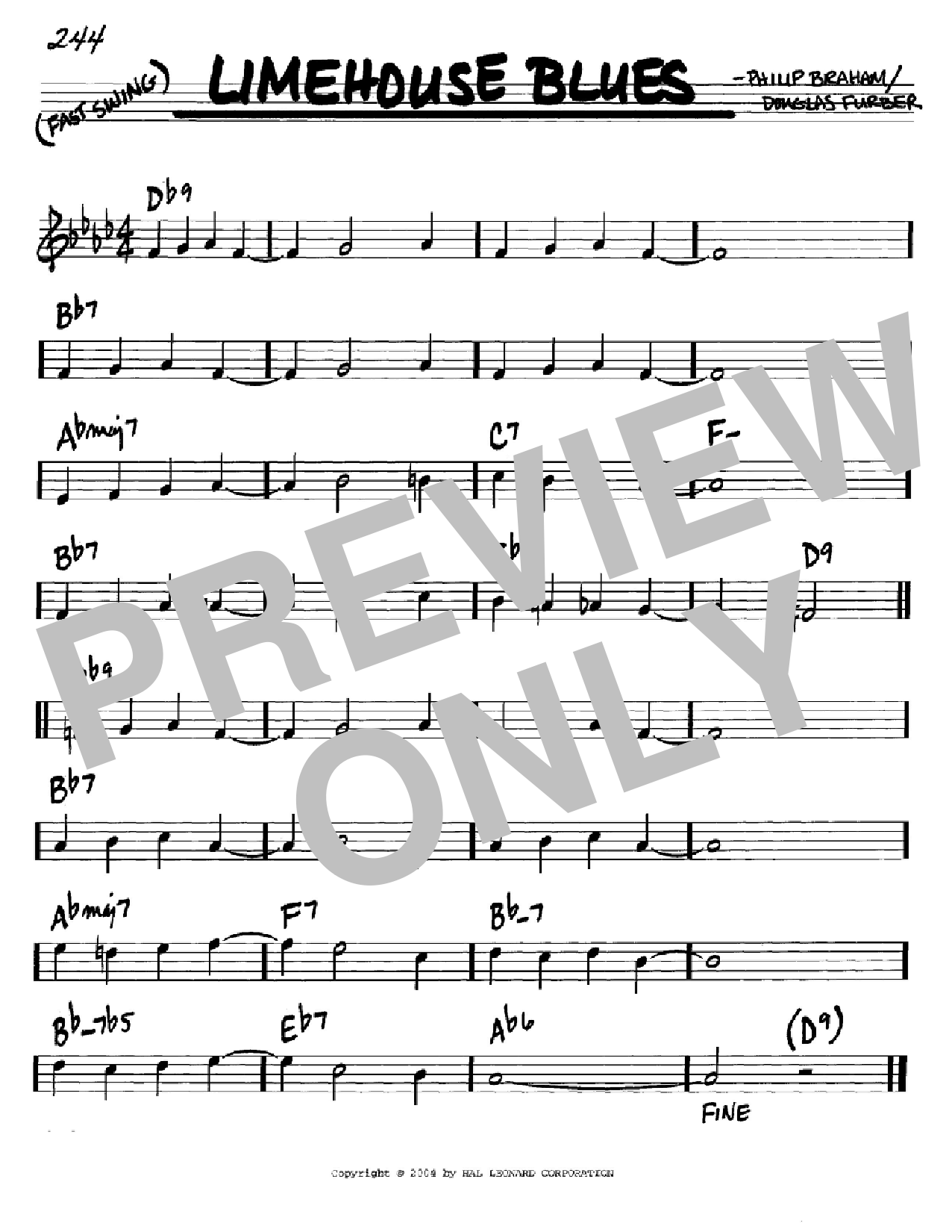 Douglas Furber Limehouse Blues sheet music notes and chords arranged for Real Book – Melody & Chords – Eb Instruments