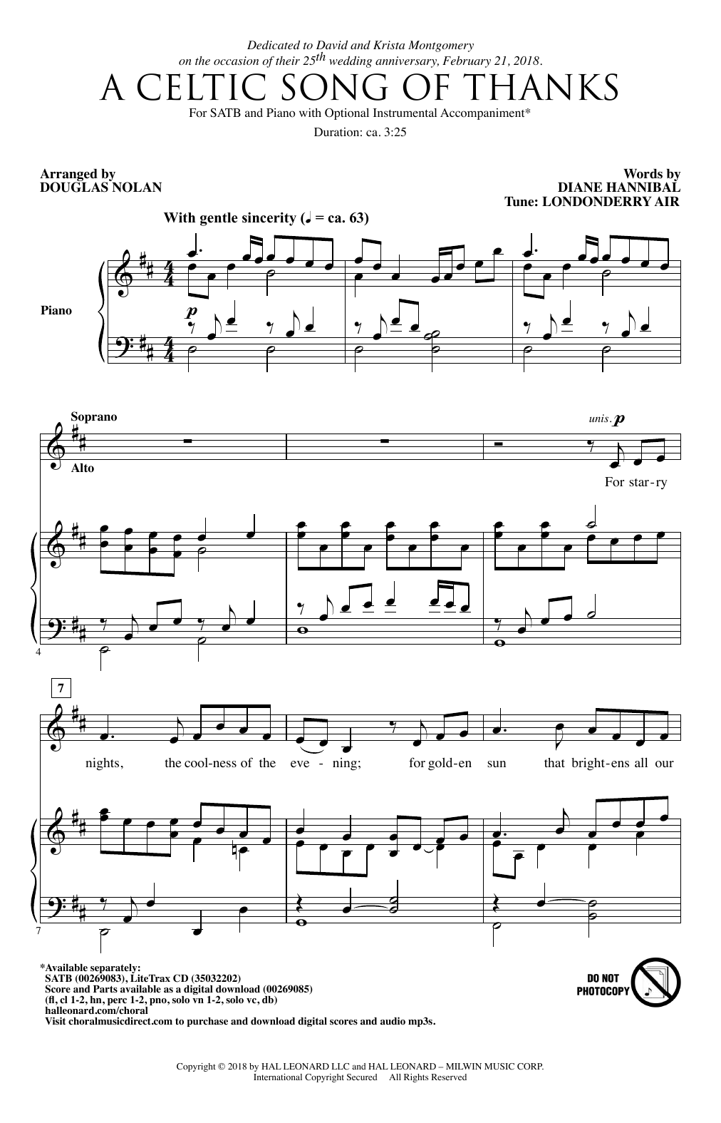 Douglas Nolan A Celtic Song Of Thanks sheet music notes and chords arranged for SATB Choir