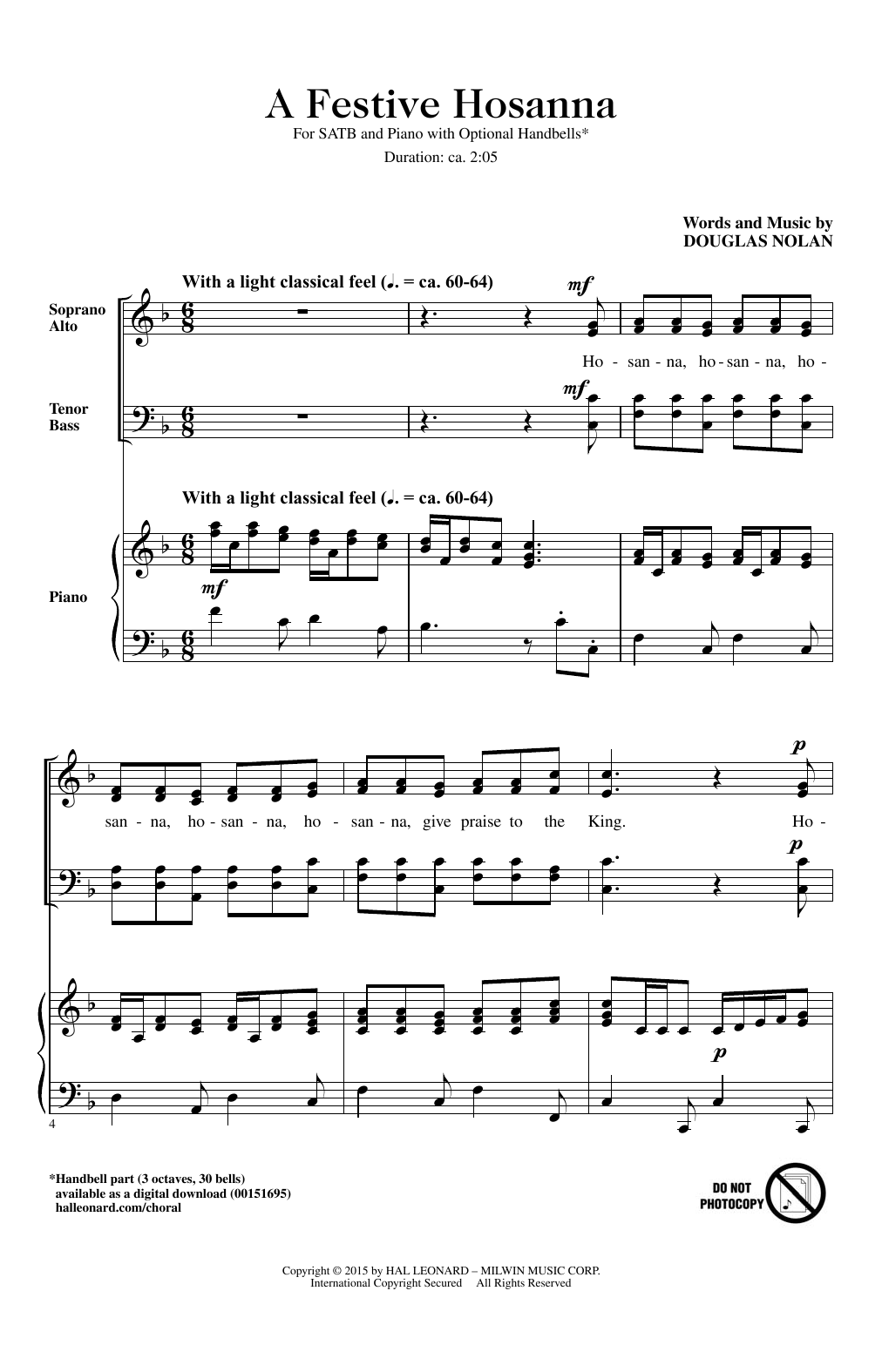 Douglas Nolan A Festive Hosanna sheet music notes and chords arranged for SATB Choir