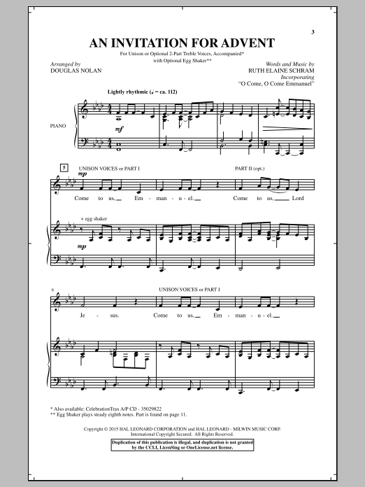 Douglas Nolan An Invitation For Advent sheet music notes and chords arranged for Choir