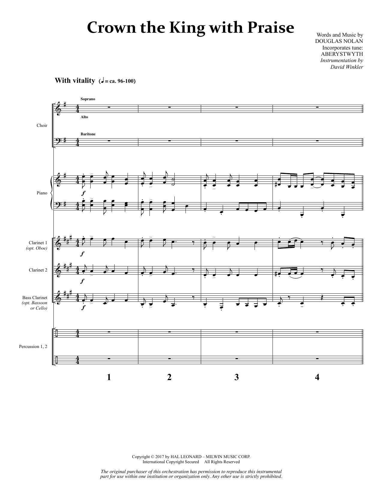 Douglas Nolan Crown the King with Praise - Full Score sheet music notes and chords arranged for Choir Instrumental Pak