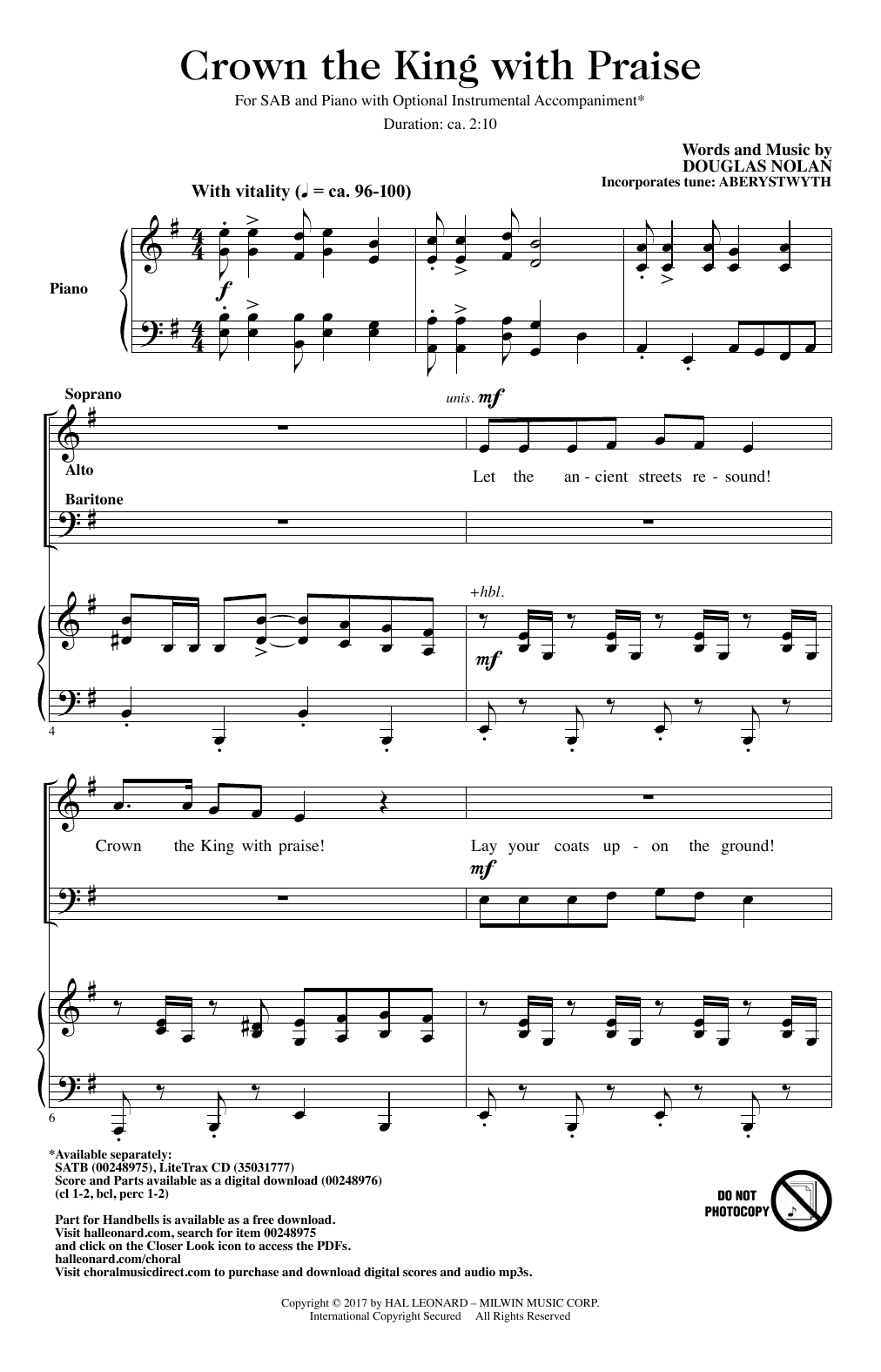 Douglas Nolan Crown The King With Praise sheet music notes and chords arranged for SAB Choir