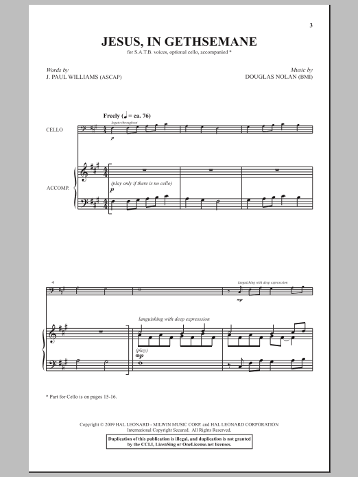 Douglas Nolan Jesus, In Gethsemane sheet music notes and chords arranged for SATB Choir