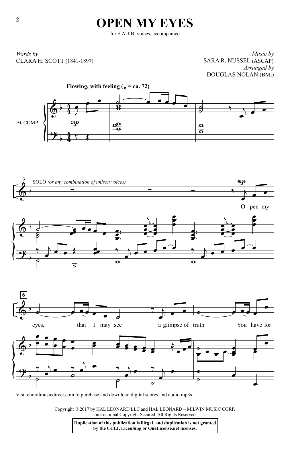 Douglas Nolan Open My Eyes sheet music notes and chords arranged for SATB Choir