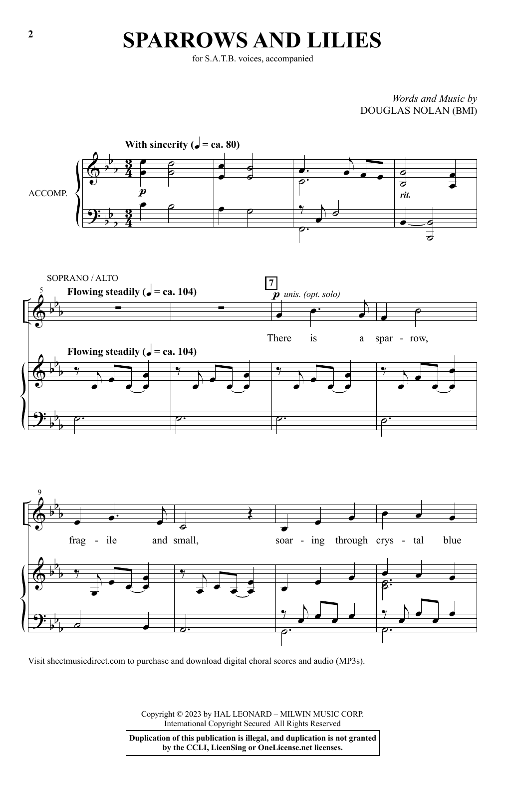 Douglas Nolan Sparrows And Lilies sheet music notes and chords arranged for SATB Choir