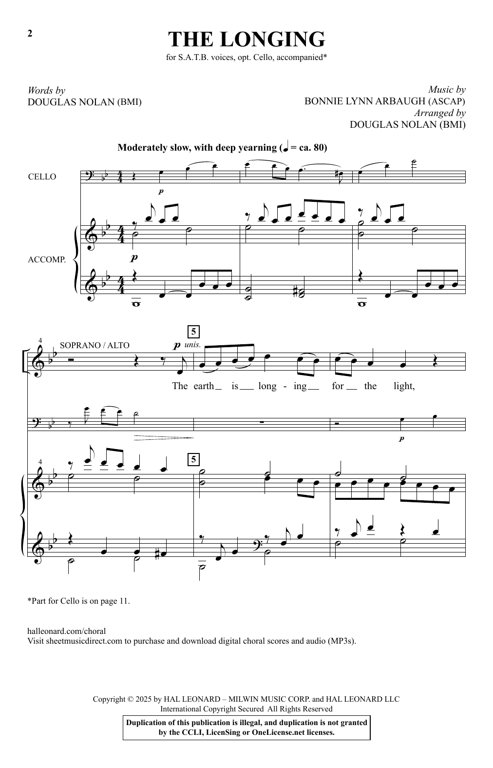 Douglas Nolan The Longing sheet music notes and chords arranged for SATB Choir