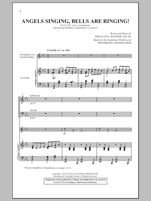 Douglas Wagner Angels Singing, Bells Are Ringing! sheet music notes and chords arranged for SATB Choir