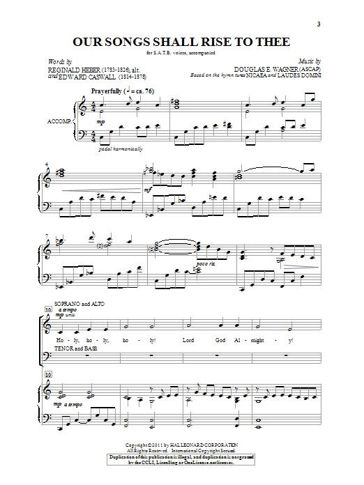 Douglas Wagner Our Songs Shall Rise To Thee sheet music notes and chords arranged for SATB Choir