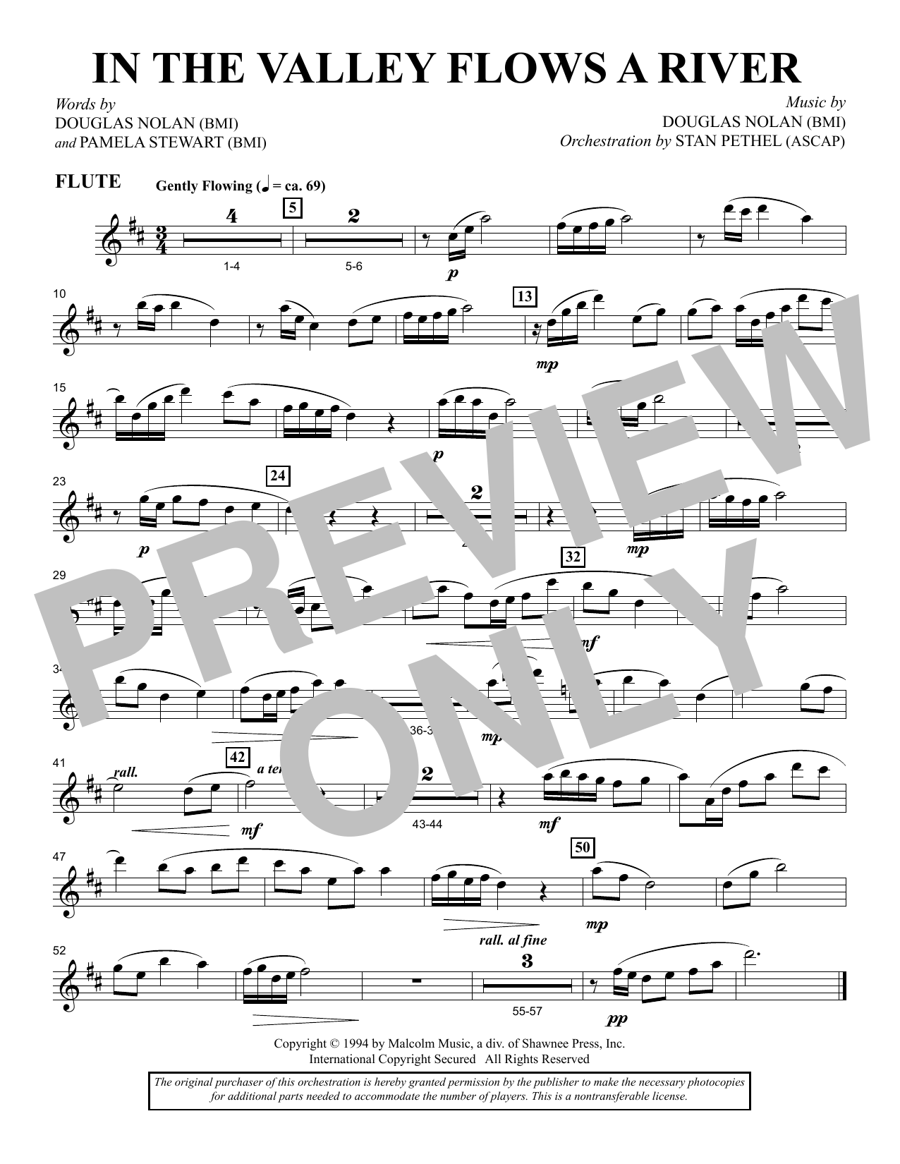 Douglas Nolan In the Valley Flows a River - Flute sheet music notes and chords arranged for Choir Instrumental Pak