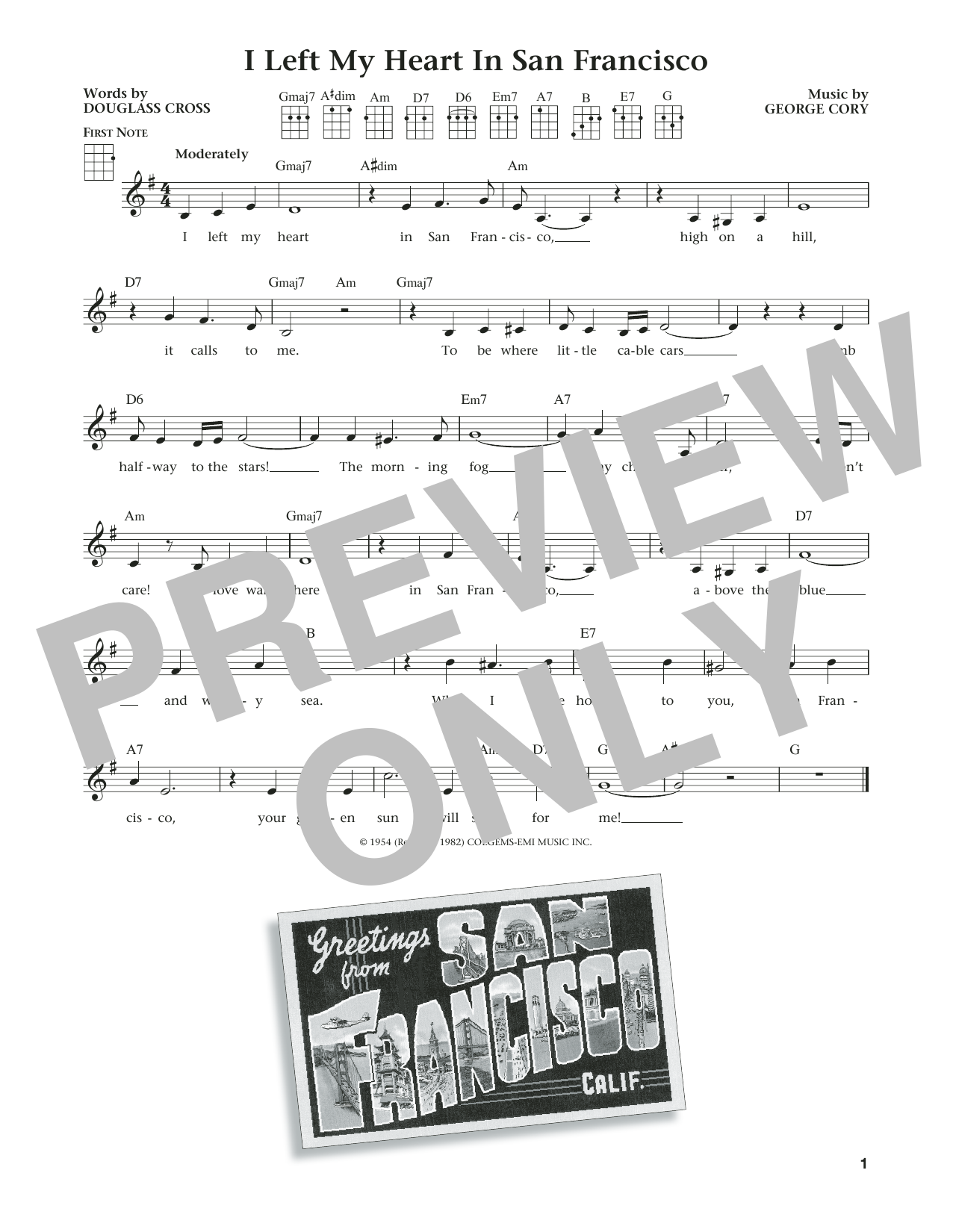 Douglass Cross I Left My Heart In San Francisco (from The Daily Ukulele) (arr. Liz and Jim Beloff) sheet music notes and chords arranged for Ukulele