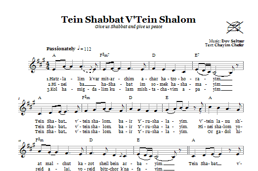 Dov Seltzer Tein Shabbat V'Tein Shalom (Give Us Shabbat And Peace) sheet music notes and chords arranged for Lead Sheet / Fake Book