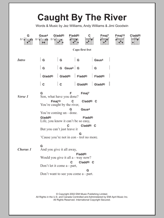 Doves Caught By The River sheet music notes and chords arranged for Guitar Chords/Lyrics