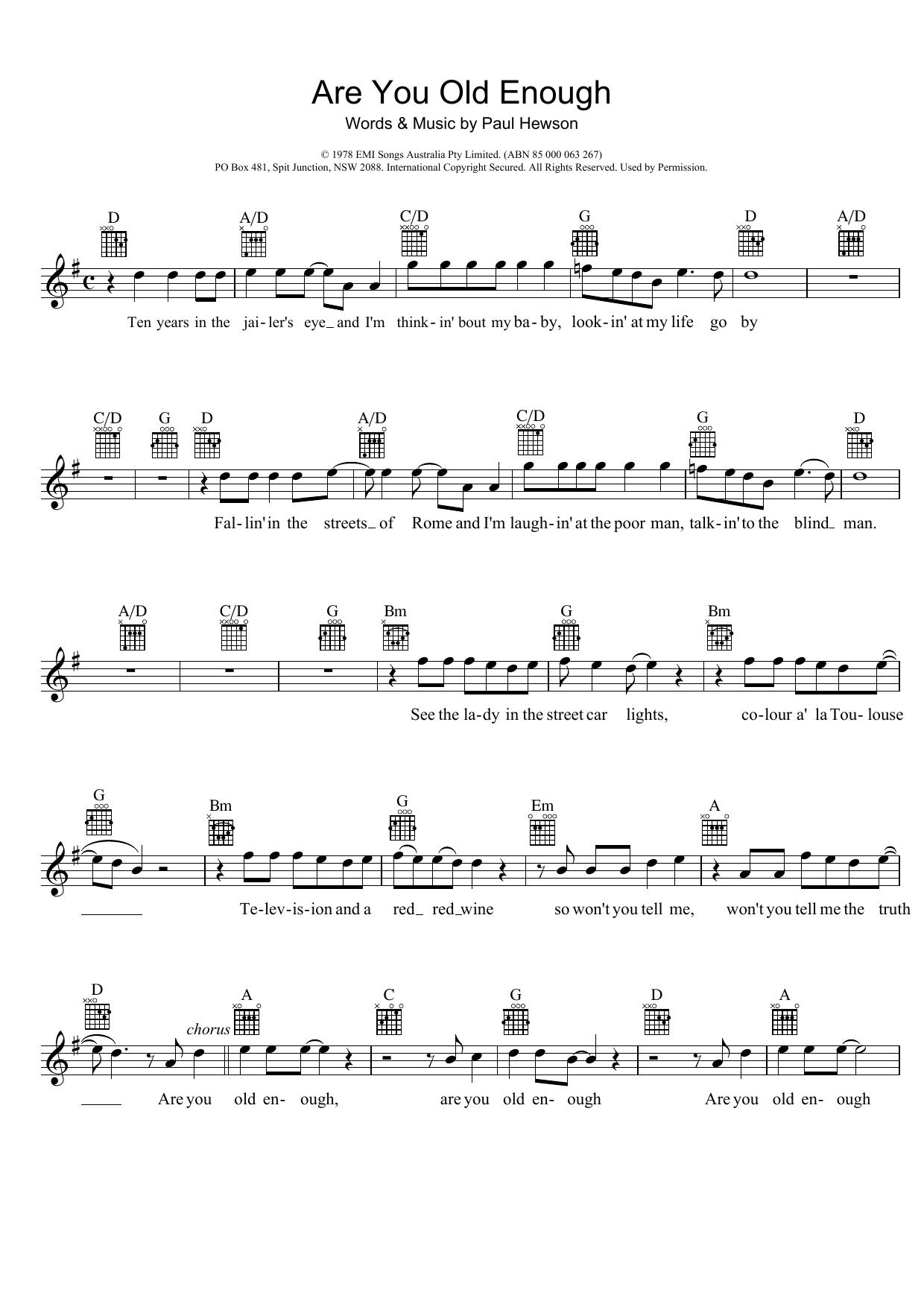 Dragon Are You Old Enough sheet music notes and chords arranged for Lead Sheet / Fake Book