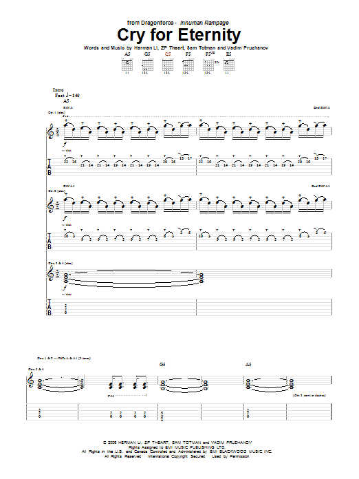 Dragonforce Cry For Eternity sheet music notes and chords arranged for Guitar Tab
