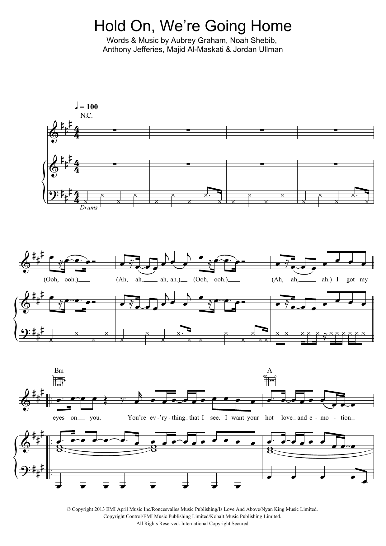 Drake Hold On, We're Going Home sheet music notes and chords arranged for Tuba Solo