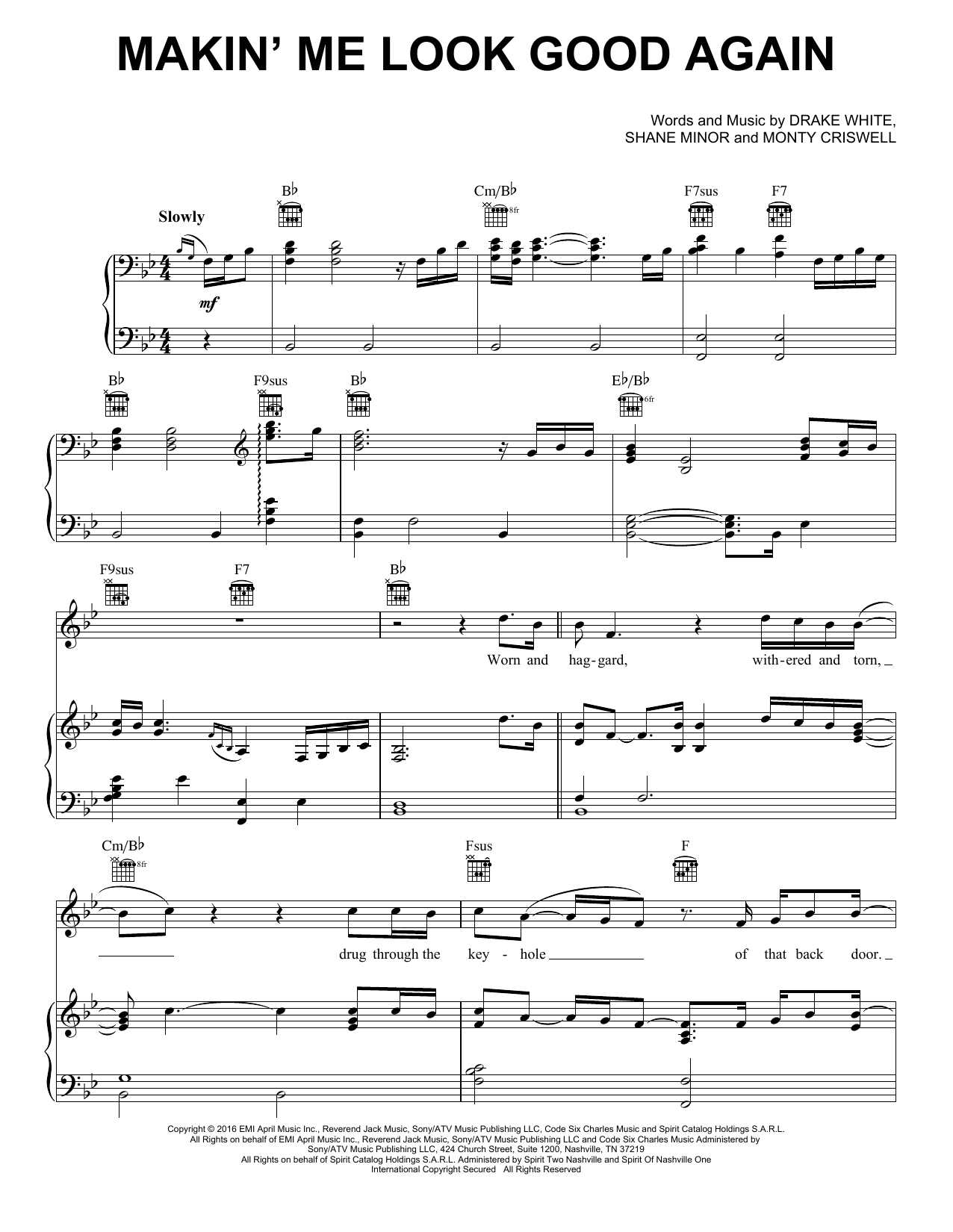 Drake White Makin' Me Look Good Again sheet music notes and chords arranged for Piano, Vocal & Guitar Chords (Right-Hand Melody)