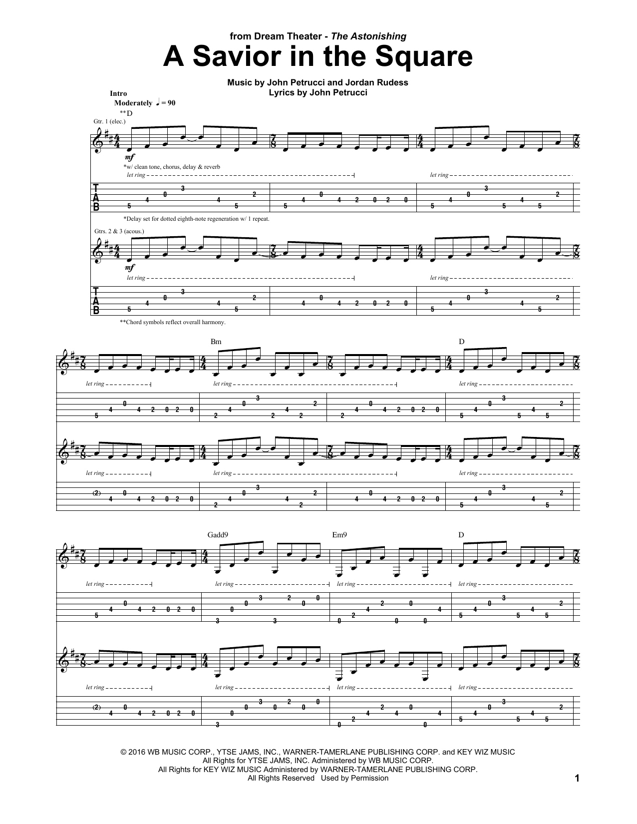 Dream Theater A Savior In The Square sheet music notes and chords arranged for Guitar Tab