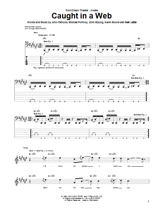 Dream Theater Caught In A Web sheet music notes and chords arranged for Guitar Tab