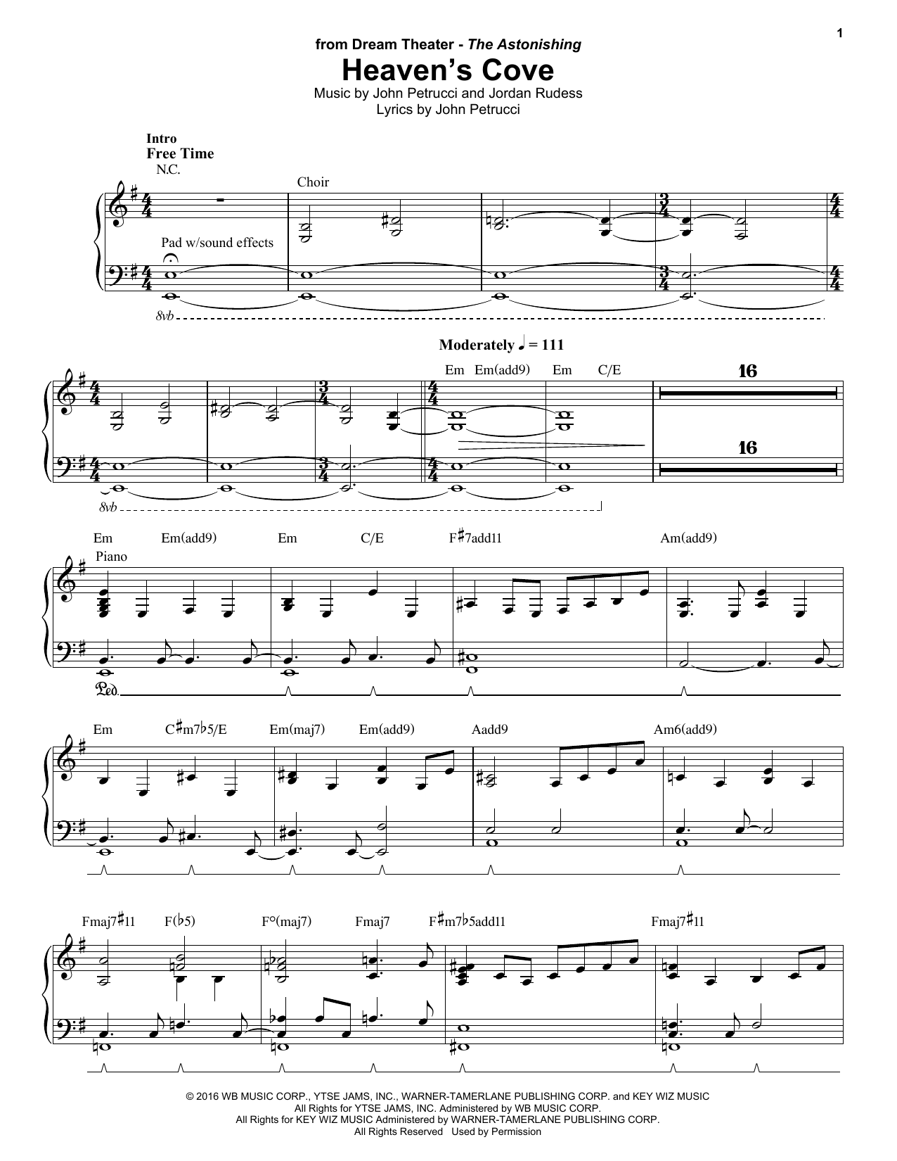 Dream Theater Heaven's Cove sheet music notes and chords arranged for Keyboard Transcription