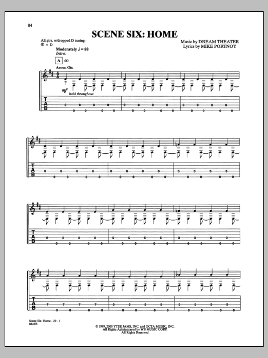 Dream Theater Home sheet music notes and chords arranged for Guitar Tab