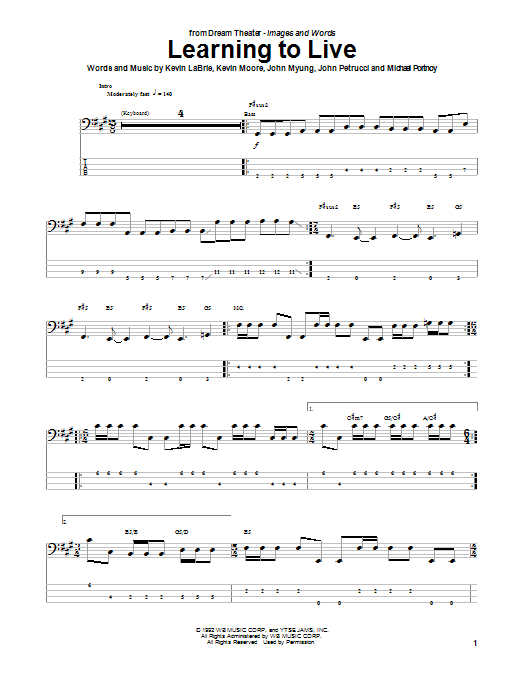 Dream Theater Learning To Live sheet music notes and chords arranged for Guitar Tab