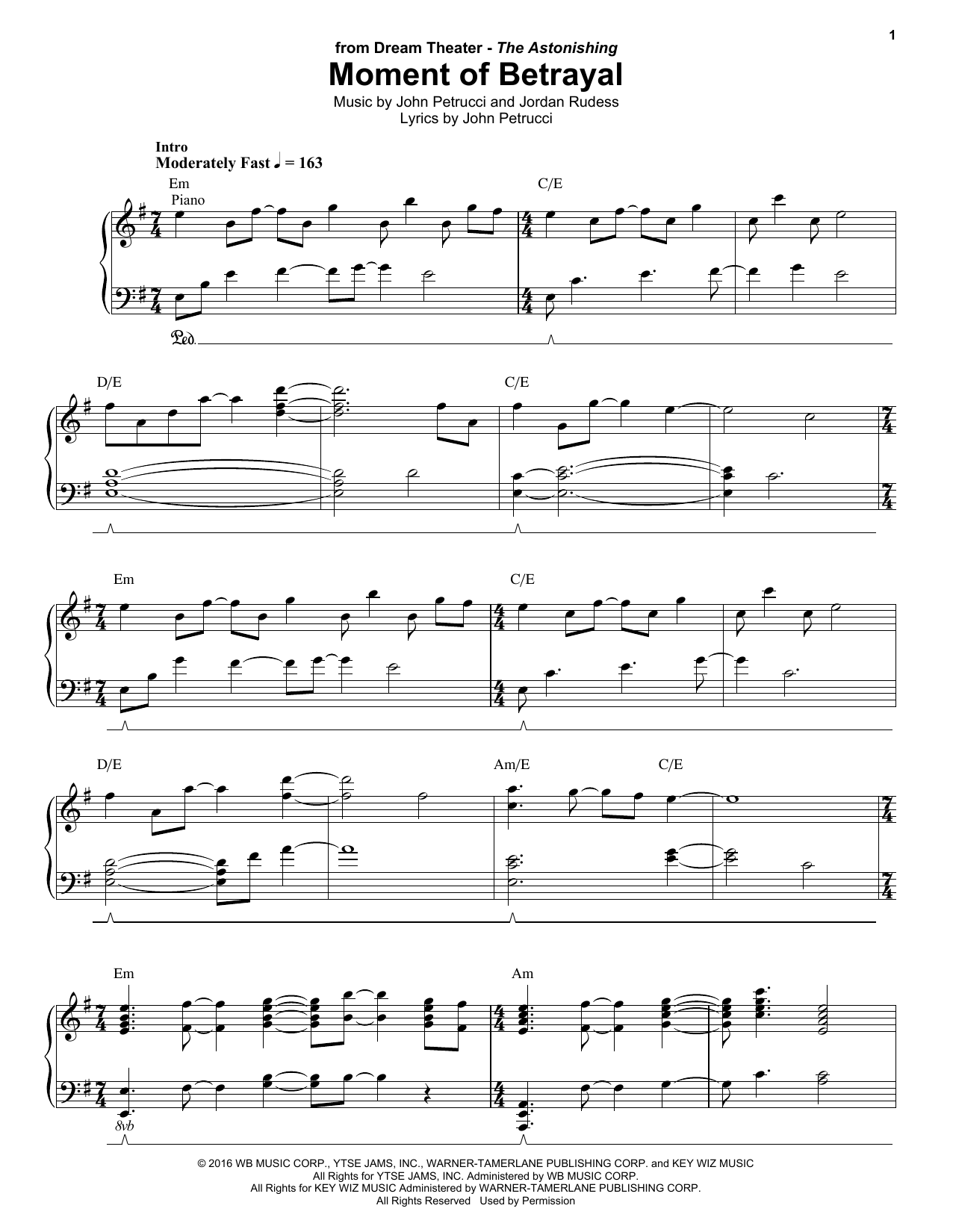 Dream Theater Moment Of Betrayal sheet music notes and chords arranged for Guitar Tab