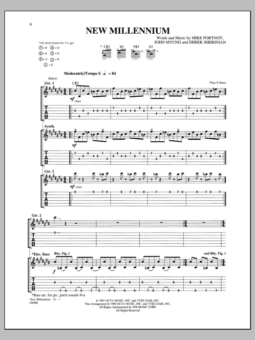 Dream Theater New Millennium sheet music notes and chords arranged for Guitar Tab