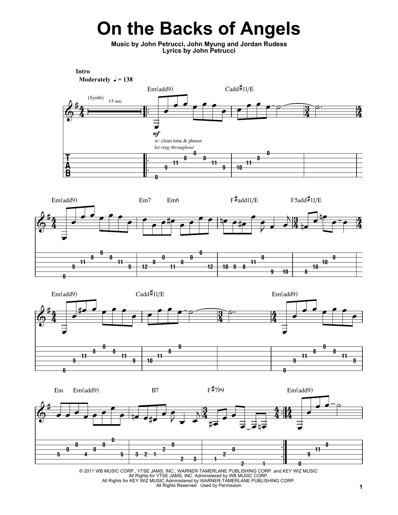Dream Theater On The Backs Of Angels sheet music notes and chords arranged for Piano & Vocal