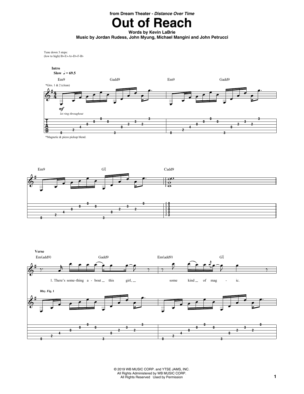 Dream Theater Out Of Reach sheet music notes and chords arranged for Guitar Tab