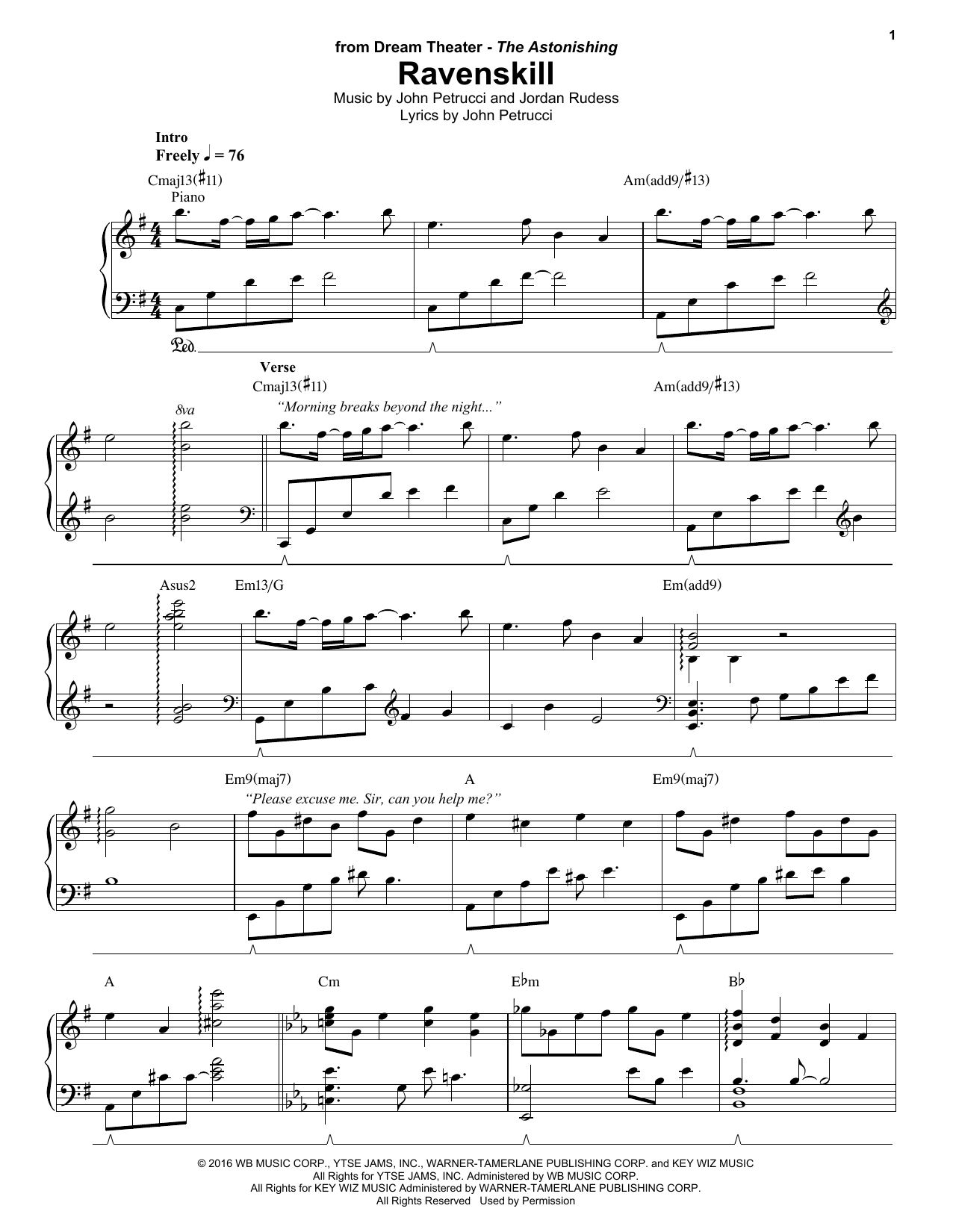 Dream Theater Ravenskill sheet music notes and chords arranged for Keyboard Transcription