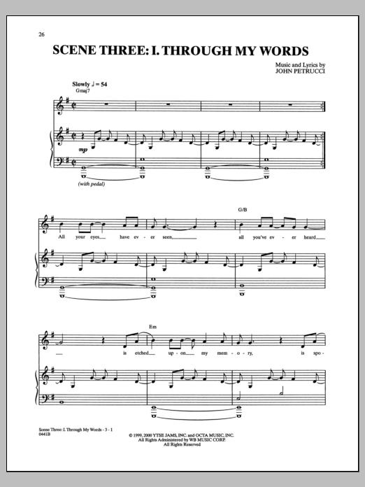 Dream Theater Scene Three: I. Through My Words sheet music notes and chords arranged for Guitar Tab