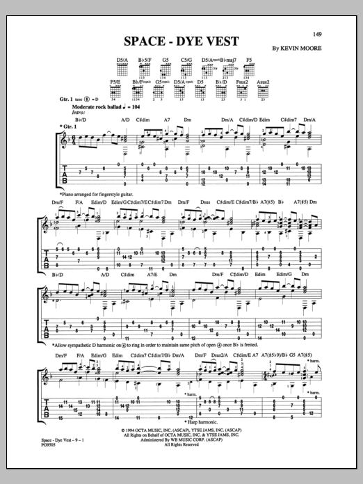 Dream Theater Space-Dye Vest sheet music notes and chords arranged for Guitar Tab