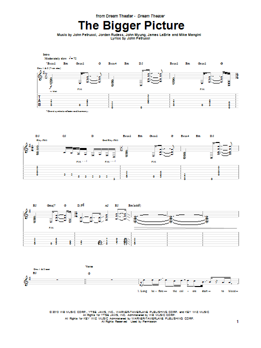 Dream Theater The Bigger Picture sheet music notes and chords arranged for Guitar Tab