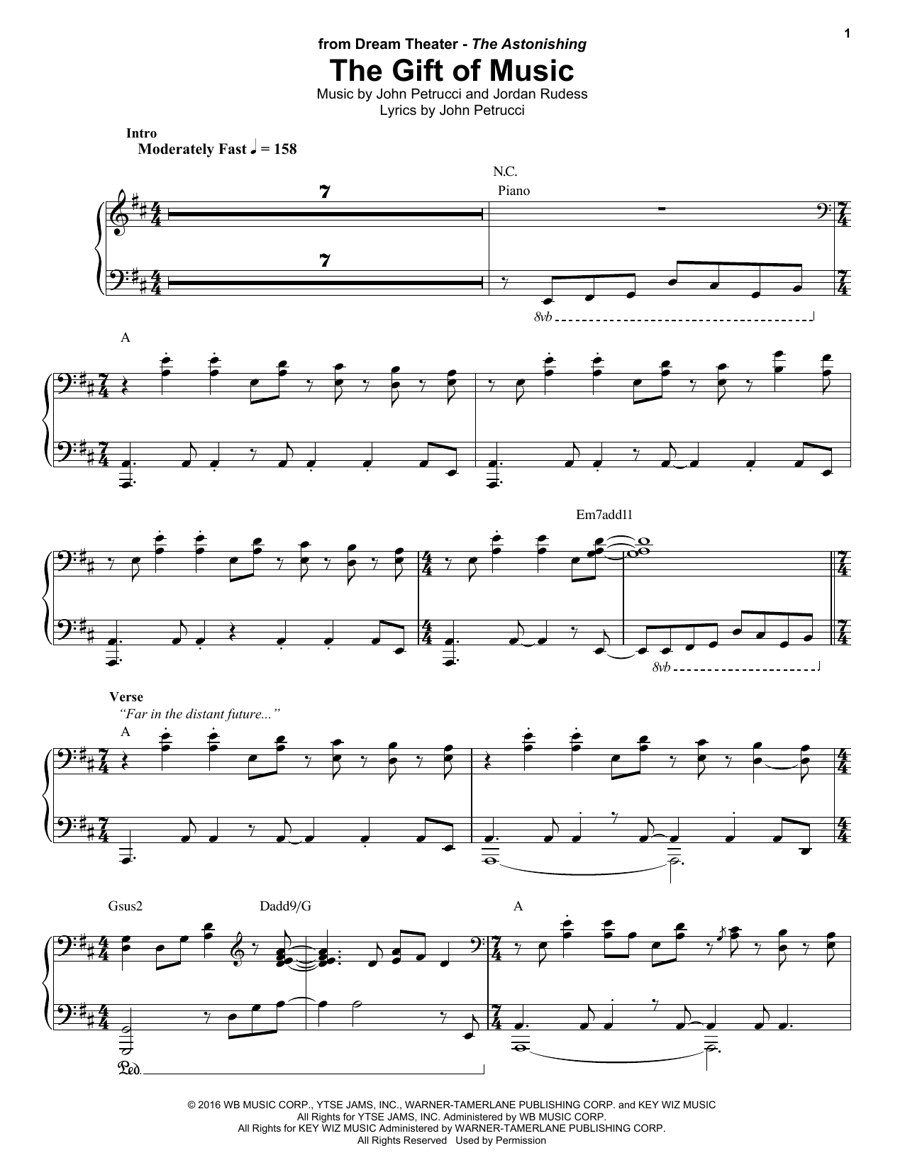 Dream Theater The Gift Of Music sheet music notes and chords arranged for Guitar Tab